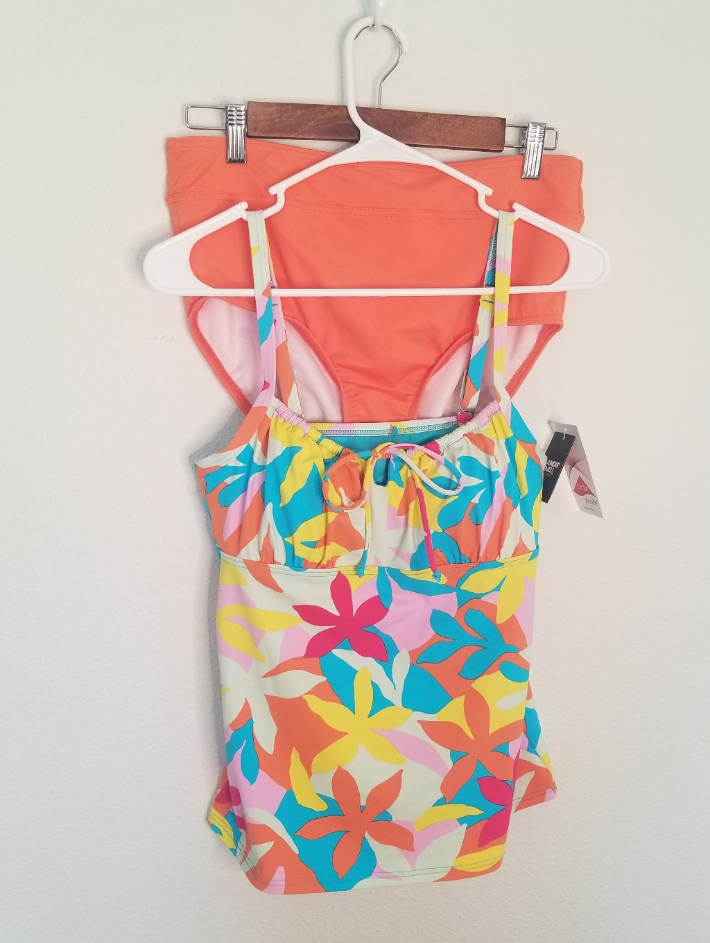New Lands' End 2 Piece Swimsuit Size 6 Underwire Tankini Size 8 Orange Bottoms